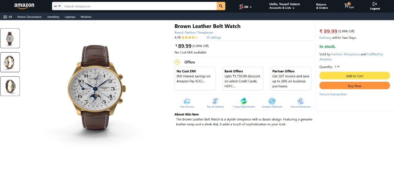Amazon Clone project preview